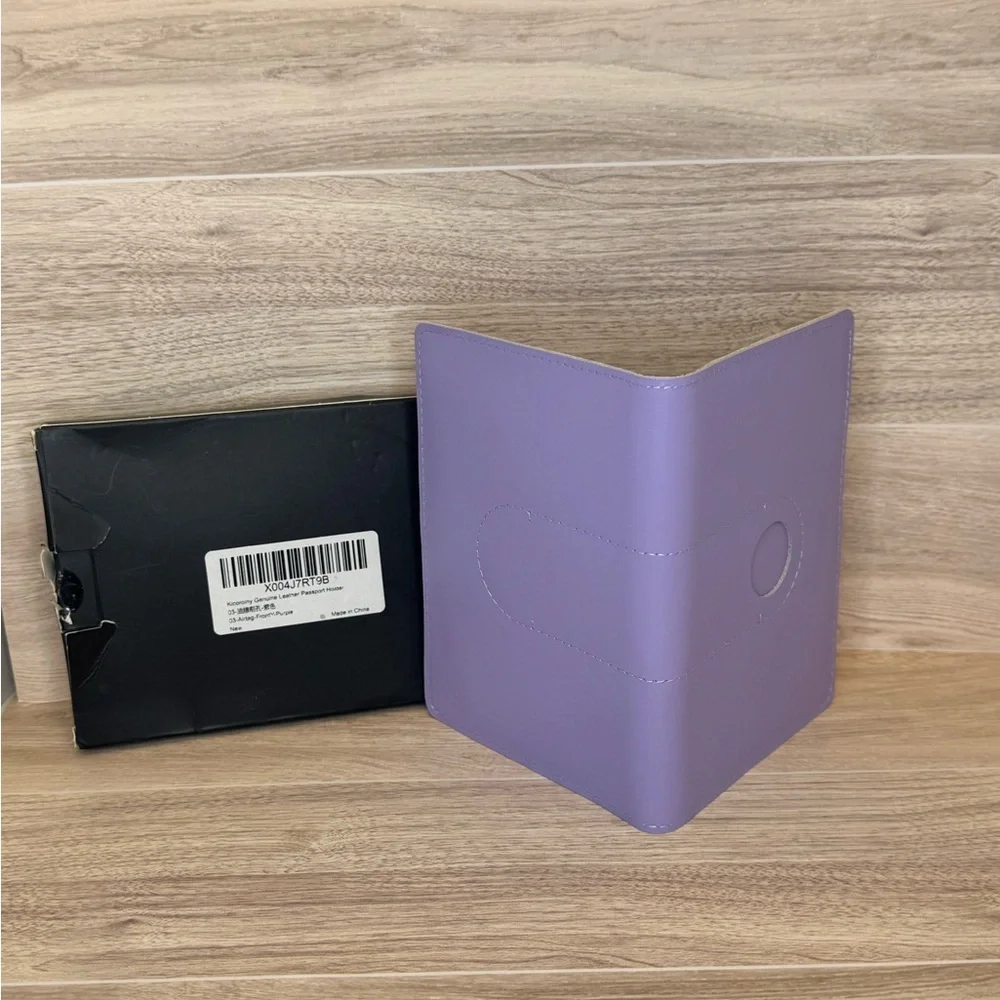 Passport Holder- Kicoroiny Purple Air Tag Model - genuine leather
